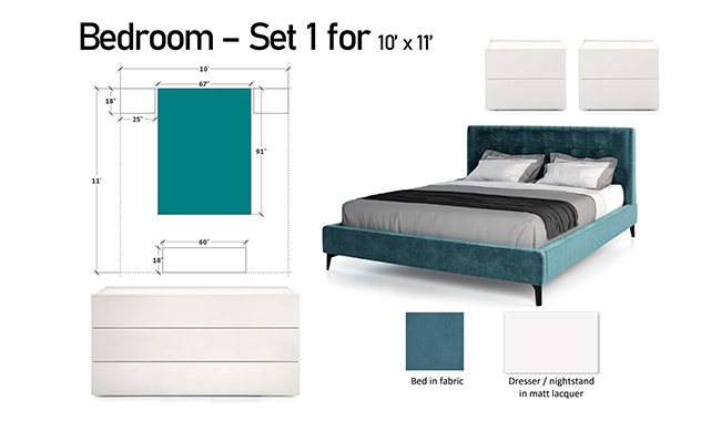 Altalia Furniture Bedroom Set 1 Set