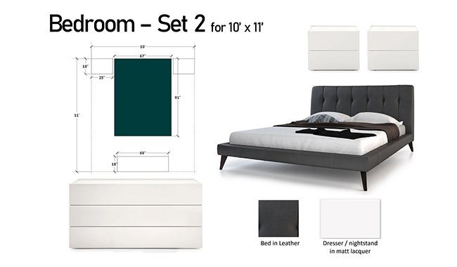 Altalia Furniture Bedroom Set 2 Set