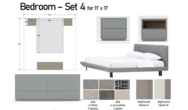 Altalia Furniture Bedroom Set 4 Set