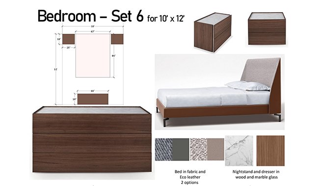 Altalia Furniture Bedroom Set 6 Set