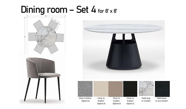 Altalia Furniture Dining Room Set 4 Set