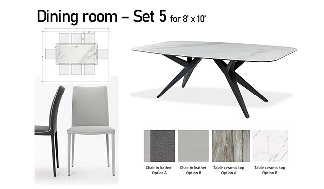 Altalia Furniture Dining Room Set 5 Set