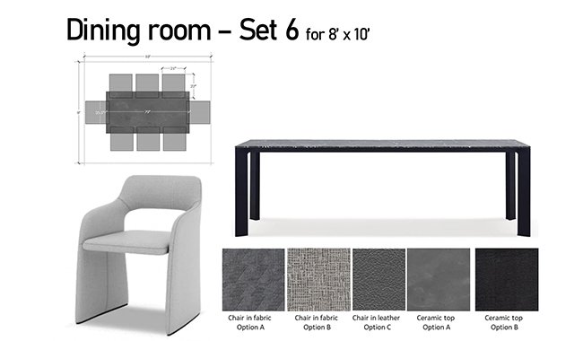 Altalia Furniture Dining Room Set 6 Set