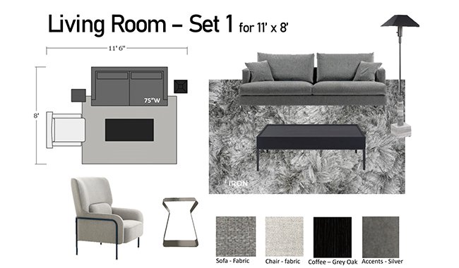 Altalia Furniture Living Room Set 1 Set