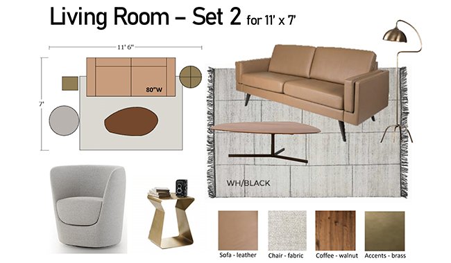 Altalia Furniture Living Room Set 2 Set