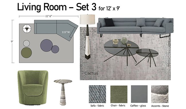 Altalia Furniture Living Room Set 3 Set