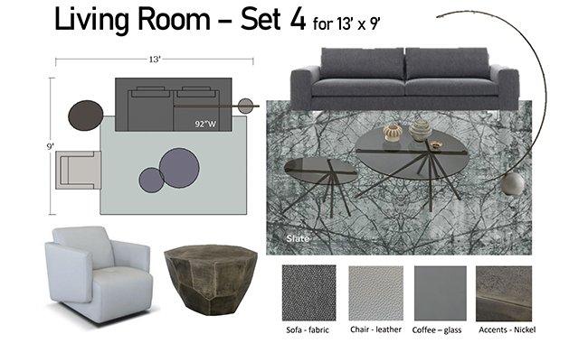 Altalia Furniture Living Room Set 4 Set