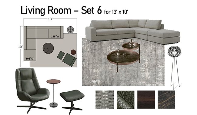 Altalia Furniture Living Room Set 6 Set