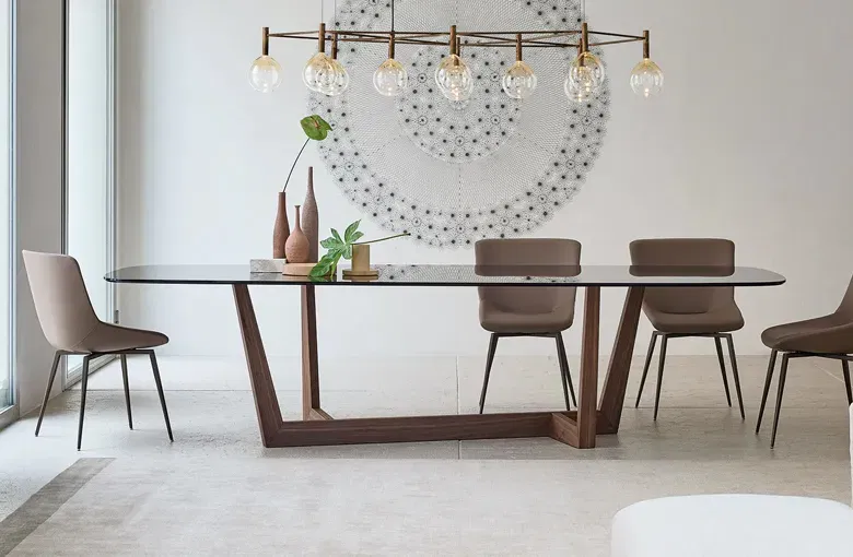 Bonaldo Art Wood Rectangular Rounded Dining Table