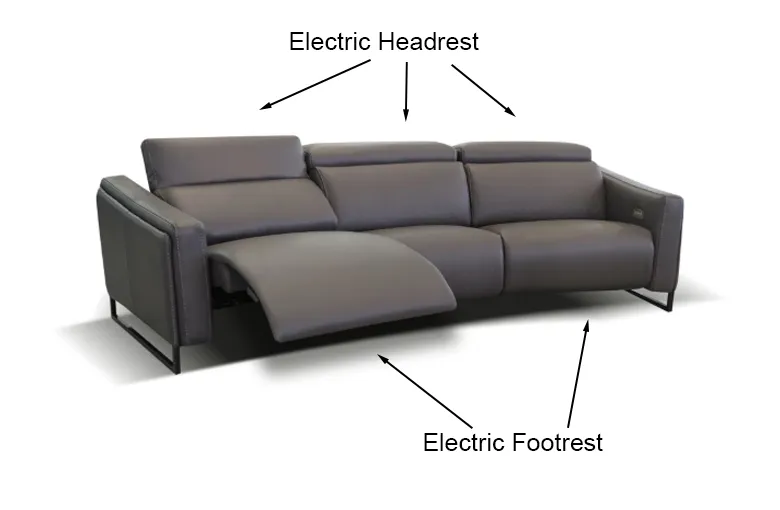 Bracci Quickship Athos Curved Recliner Sofa