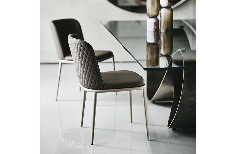 Cattelan Magda Metal Leg Couture Dining Chair