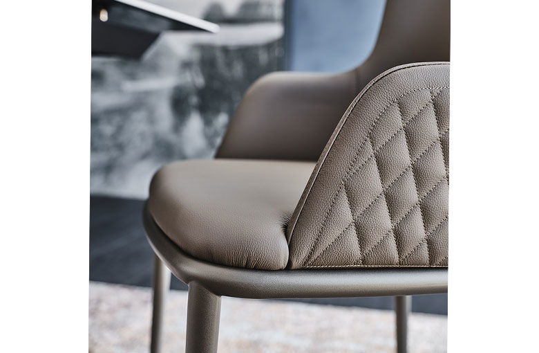 Cattelan Magda Metal Leg Couture Dining Chair